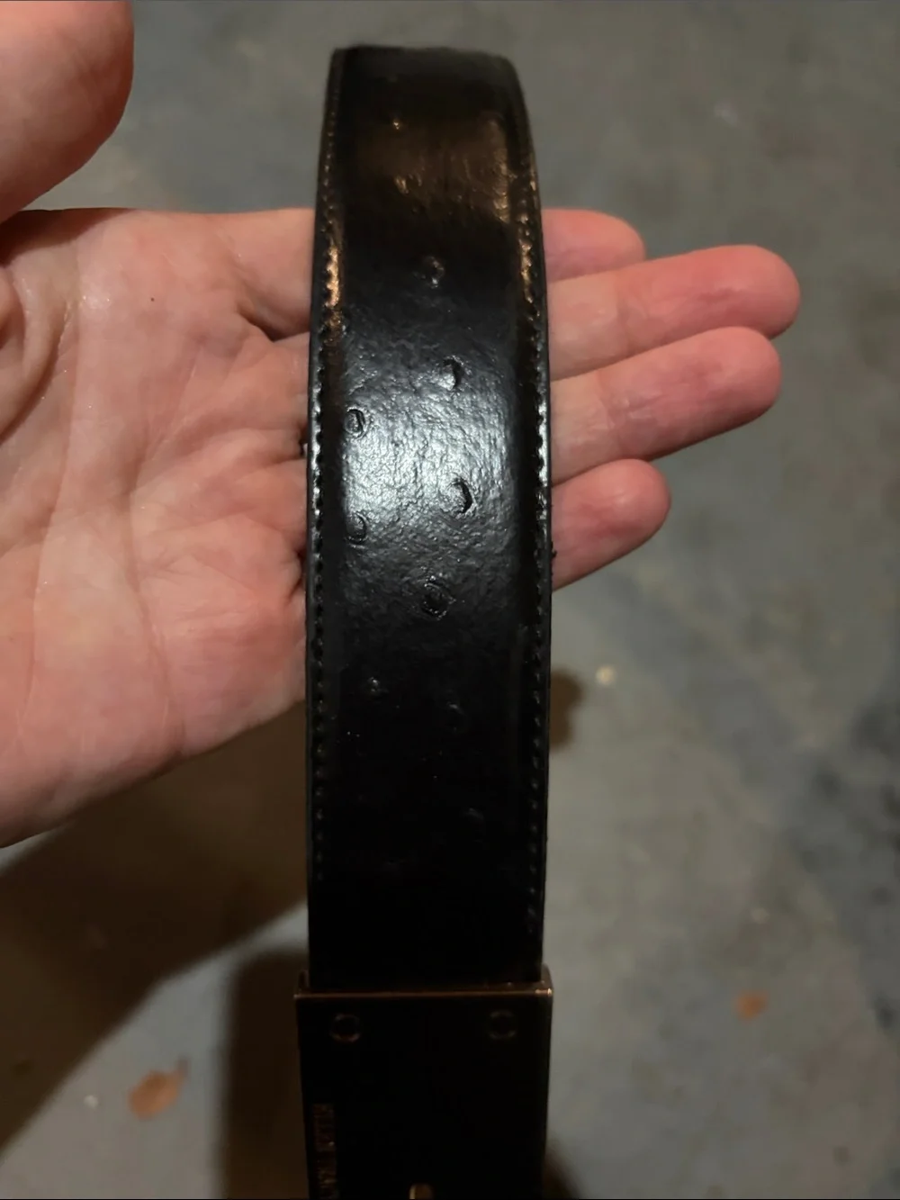 Ellen Tracy vintage black silver belt small adjustable ostrich print leather